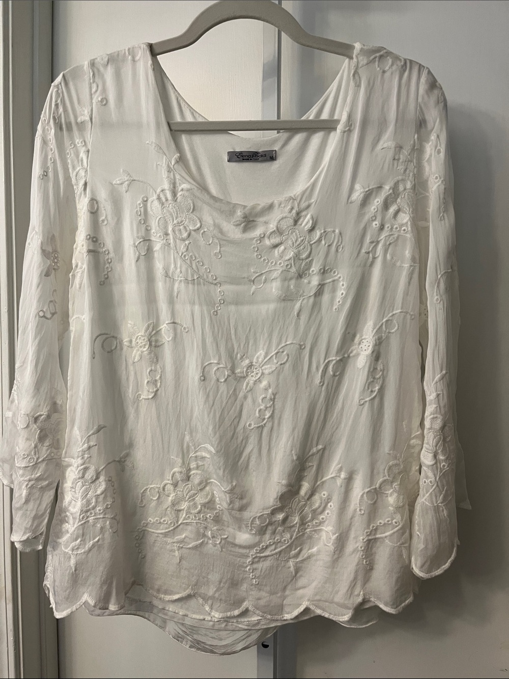Scoop-Neck White Embroidered Blouse by Seeyou
